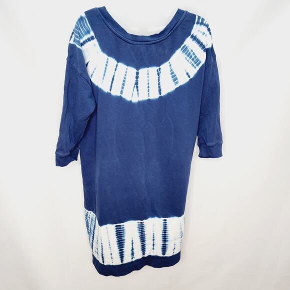 Pure Jill Organically Grown Cotton  BOHO Soft Knit Blue Tie Die Sweatshirt Dress - Picture 11 of 11
